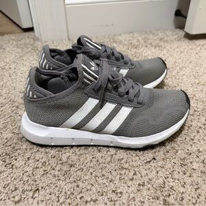 adidas Gray Mesh Sneakers with White Three Stripes
